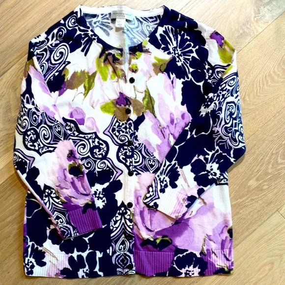 Petite Floral Cotton Sweater by CHRISTOPHER BANKS - Picture 2 of 6